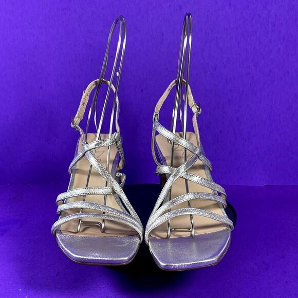 27 EDIT Naturalizer Sliver Metallic Iryna Strappy Heeled Sandal Shoe Size 8-NEW‎ - Picture 2 of 10